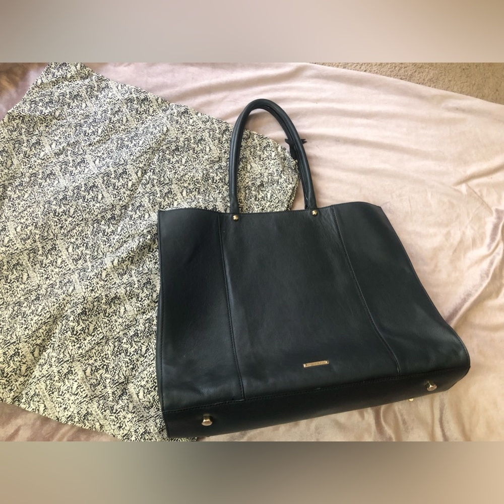 🔵Rebecca Minkoff Midnight Blue Leather Shoulder Tote Hand-Bag Purse - Picture 2 of 14
